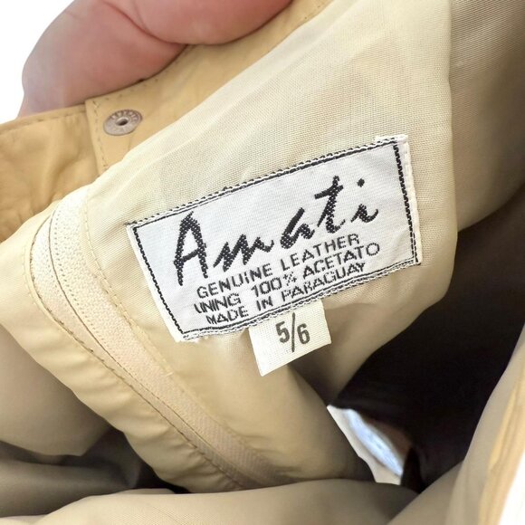AMATI TAN CREAM LEATHER MIDI PENCIL SKIRT WOMENS VINTAGE 5 / 6 24” - Picture 7 of 7